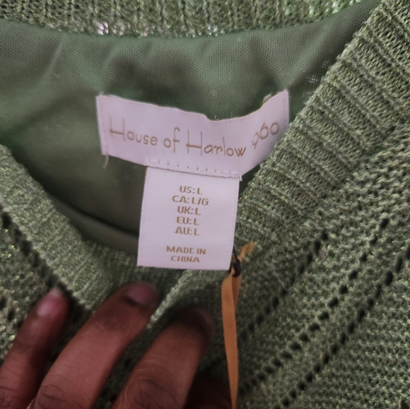 SOLDHouse of Harlow 1960 Two Piece Knit Crop Top and Midi Skirt Set NWT Size: L - Picture 4 of 6